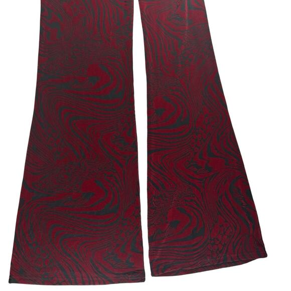 NWT I.Am.Gia SZ XL Valentina Jumpsuit Burnout Plunge Neck Backless Flare Velvet - Picture 4 of 11